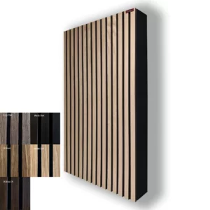 Akustický panel s čelní deskou z dřevěných lamel 100x60x8–13 cm