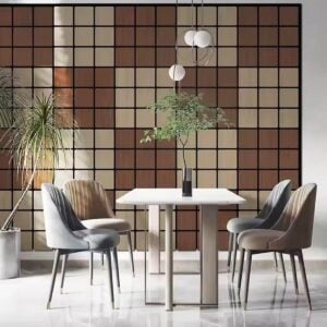 Freja dřevěný akustický panel na stěnu s kostkovaným vzorem - 60x60cm - white oak (3)