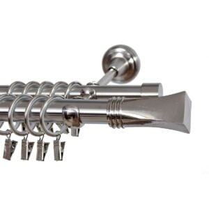 Genova – Exkluzivní garnýž se dvěma kolejnicemi v matném niklovém provedení – k dispozici v několika velikostech.