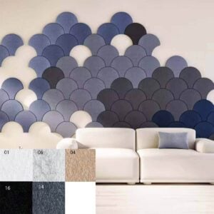 Odhlučnovací panely ložnice Bilnora půlkruh z extra husté plsti 30x30x0,9 cm