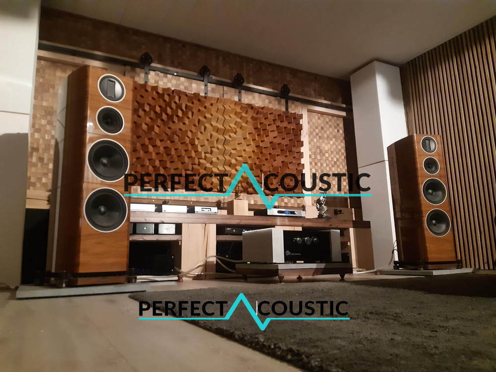 panelová akustika použitá v krásném hi-fi systému