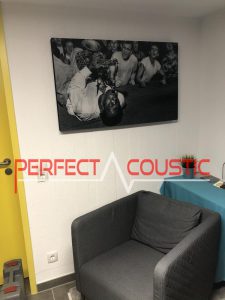 printed acoustic panel on the wall